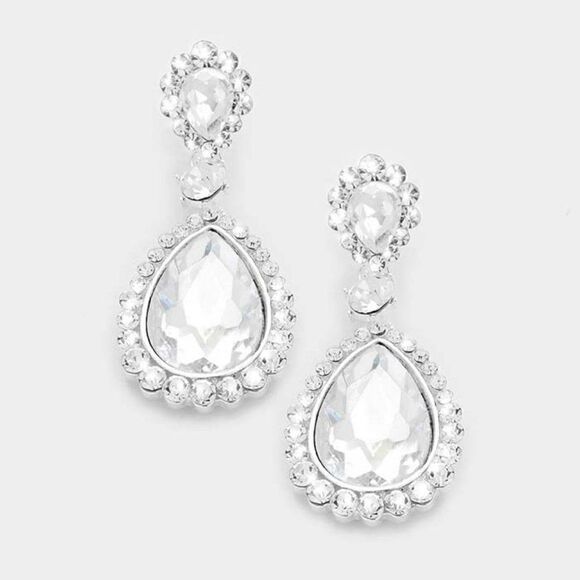 Crystal Clear Pave Trim Evening Earrings - Picture 1 of 6
